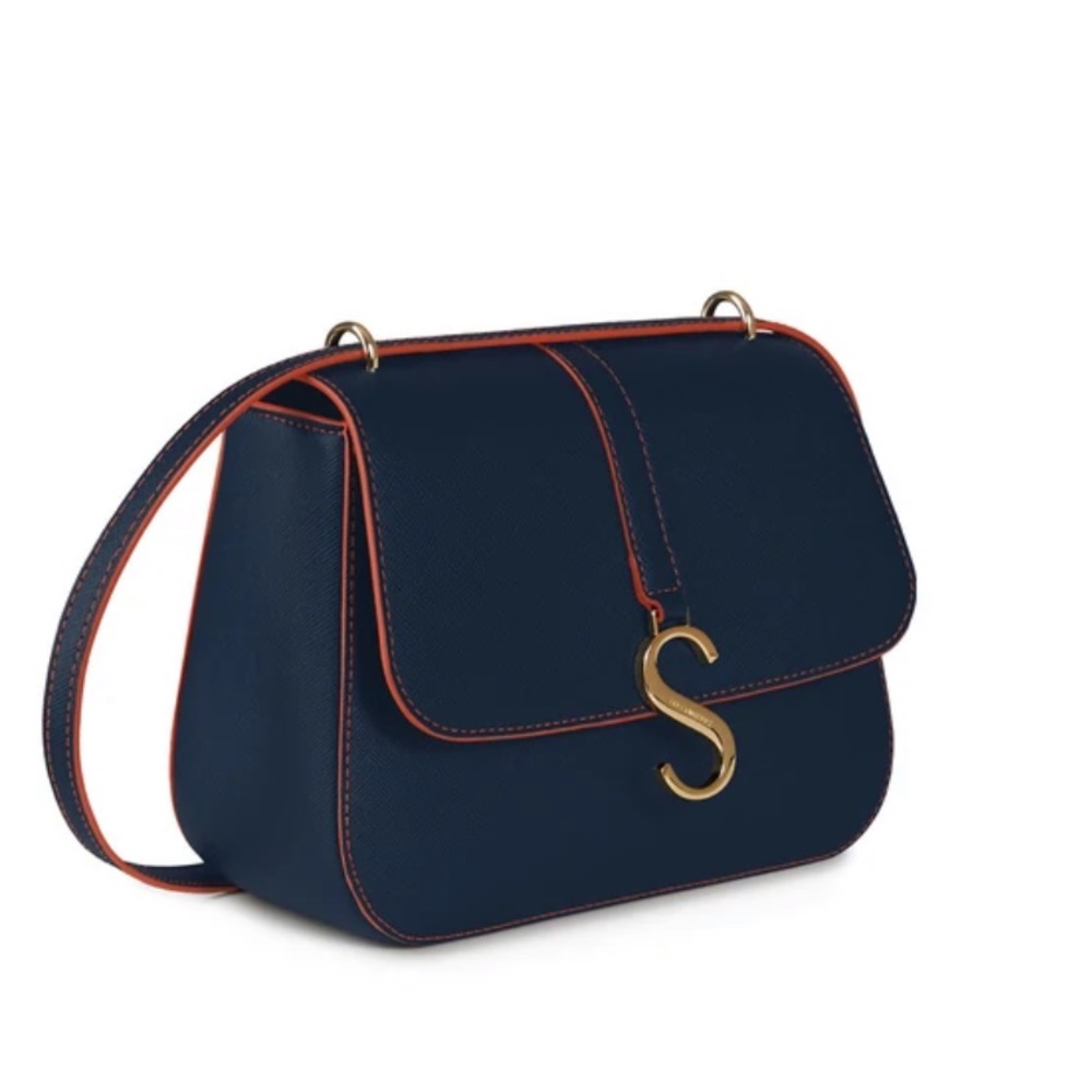 Strathberry navy red trim bag